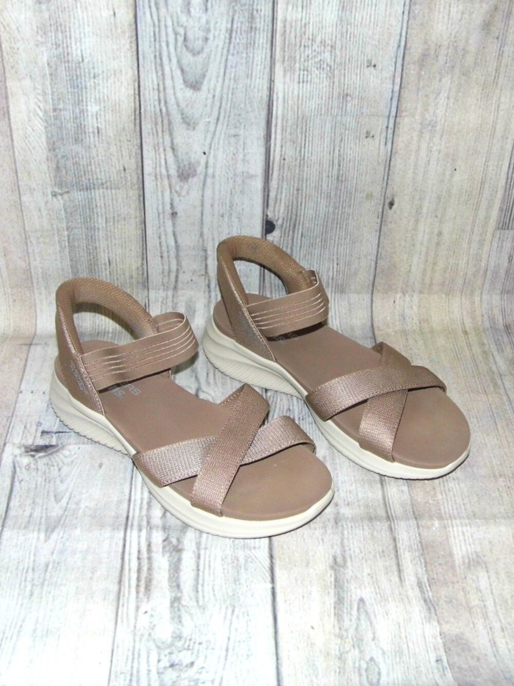 SKECHERS Slip-Ins Ultra Flex 3.0 Summerville Mocha Sandals Womens Size 9